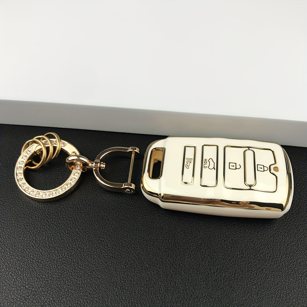 Luxury TPU Car Key Cover with Keychain Set for SUV and Sedan