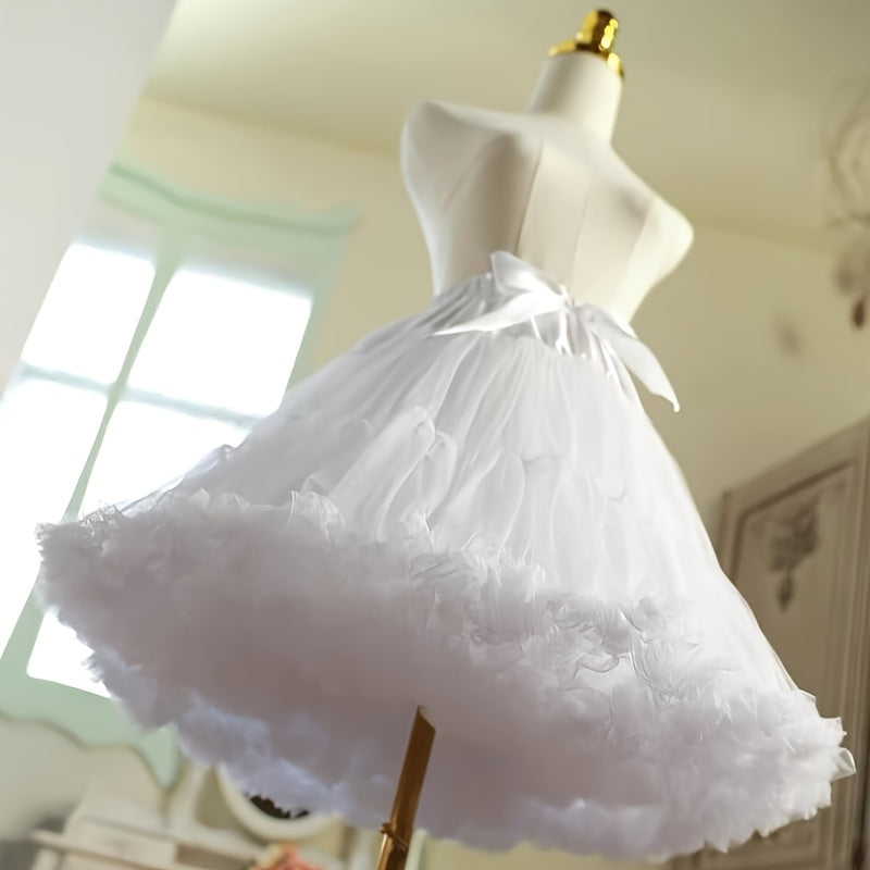 Women’s Fluffy Chiffon Ballet Skirt with Elastic Waist for Cosplay and Tutu