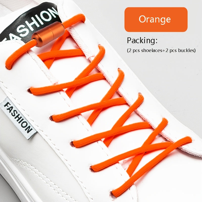 2PCS No-Tie Elastic Shoelaces for Sneakers and Boots Soft Acetate Fiber