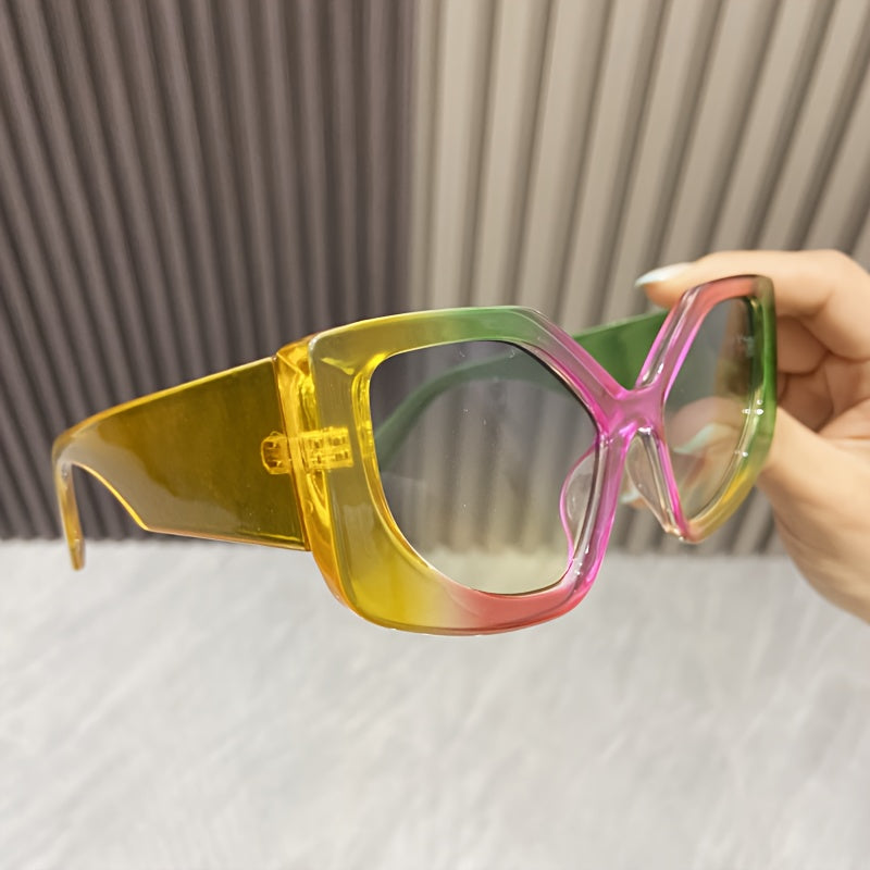 Uniseks Oversized Jelly Color Block Cat Eye quyosh ko‘zoynaklari plyaj va partiyaga