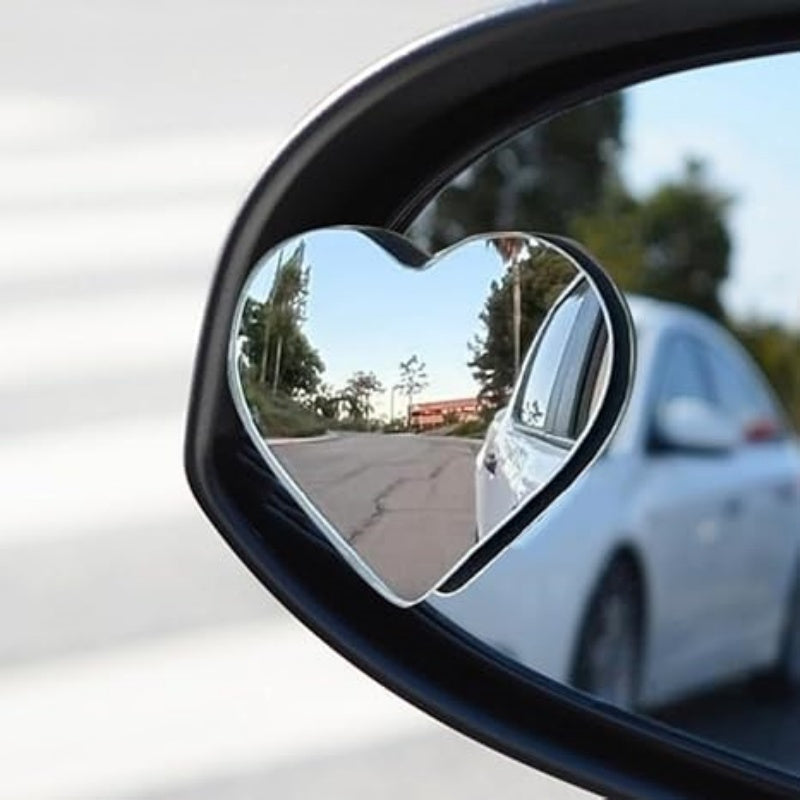 Pair Heart-Shaped Car Blind Spot Mirrors 360° Wide Angle Convex Rearview