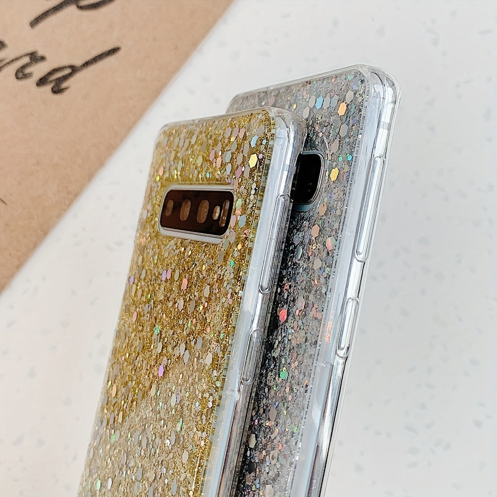 Rang-barang porloq glitter sequined TPU telefon qutisi Samsung Galaxy S10 S10 Plus uchun shokga chidamli tushishdan himoya