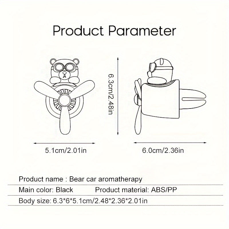 Автомобильный освежитель воздуха Black Bear с вращающимся пропеллером, магнитный диффузор для вентиляции