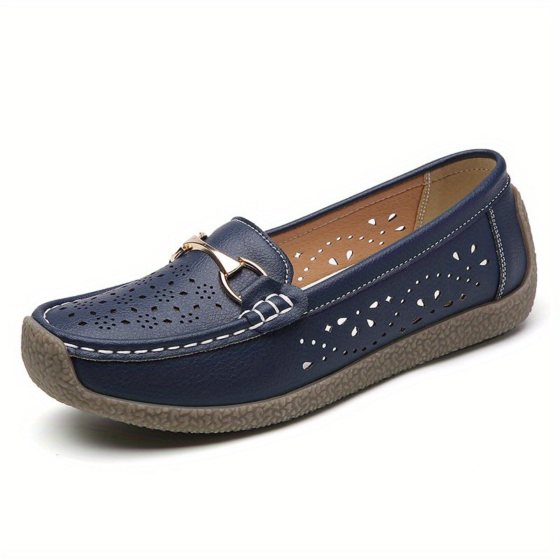 Women's Casual Faux Leather Platform Loafers Slip-On Flat Shoes for Outdoor Use