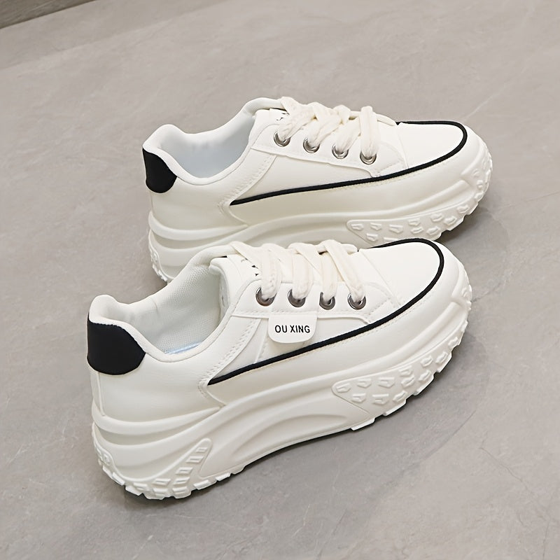 Women's Casual Sneakers Lace-Up All-Season White Black Low Top