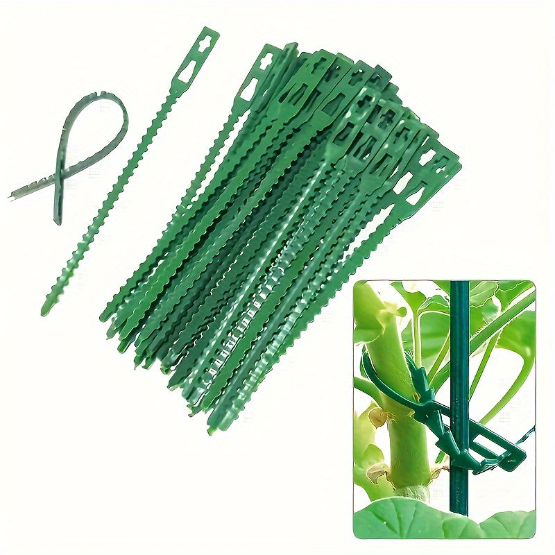 100 Pcs Green Plastic Plant Ties Garden Support Clips for Vines and Flowers
