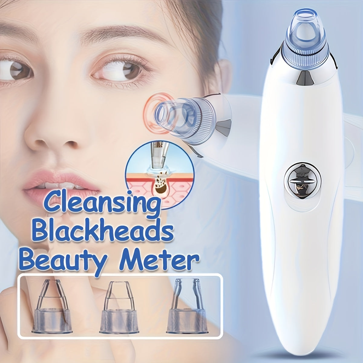 Blackhead Removal Facial Pore Cleaner Portable Device with 4 Probes for Men and Women