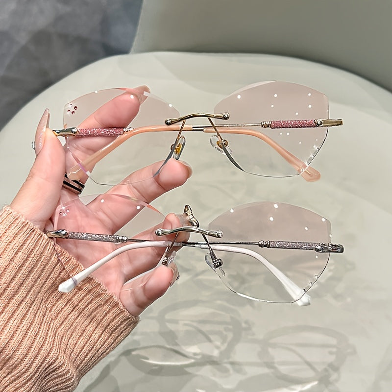 Розовые градиентные очки для чтения с кошачьим глазом и без оправы для женщин +1.0 до +4.0