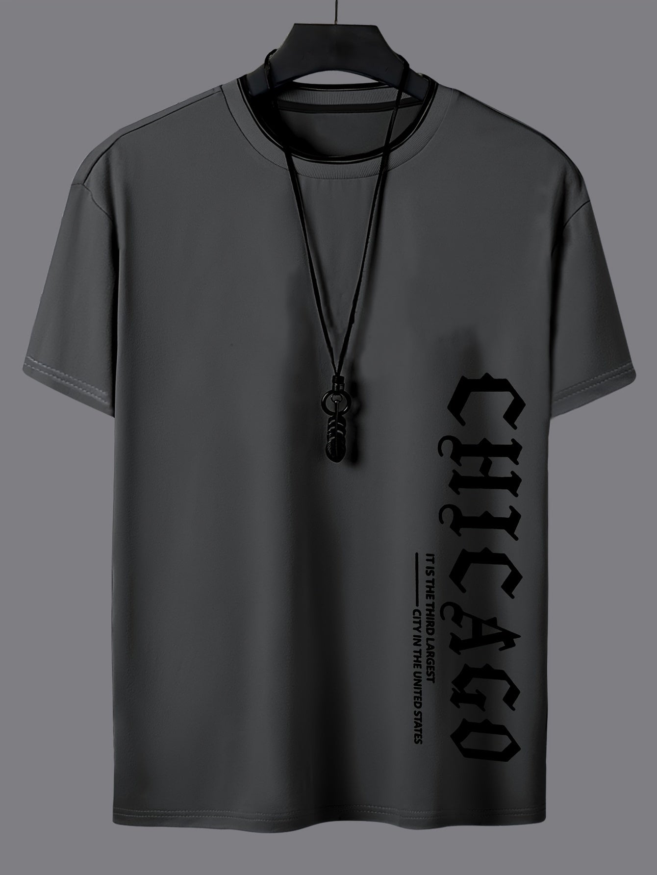 Erkaklar uchun "CHICAGO" harfli printli futbolka, yozgi tasodifiy va ko'chada kiyish uchun mukammal