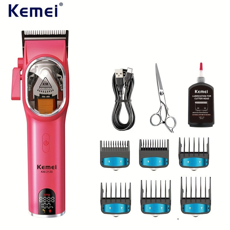 Cortapelos rosa con cuchillas DLC, recortadora eléctrica para hombres, batería de larga duración, recargable por USB, pantalla LED, peines, tijeras, herramientas de limpieza, diseño elegante
