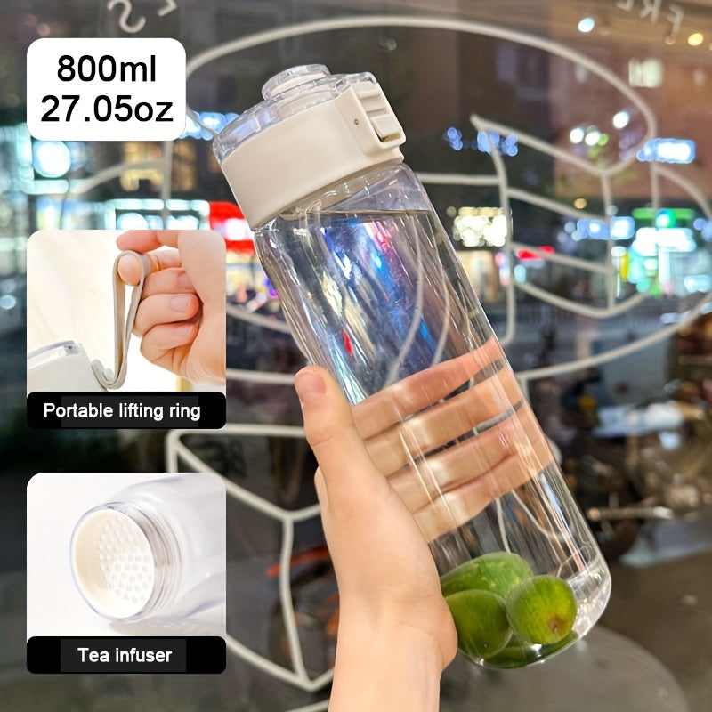 White Sports Water Bottle with Handle, Wide Mouth, 14oz 20oz or 27oz Reusable Plastic