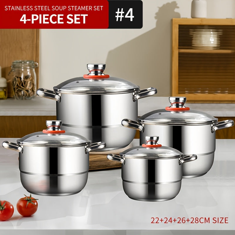 Stainless Steel Steamer and Soup Pot for Induction and Gas Stoves, Durable Noodle Cooker