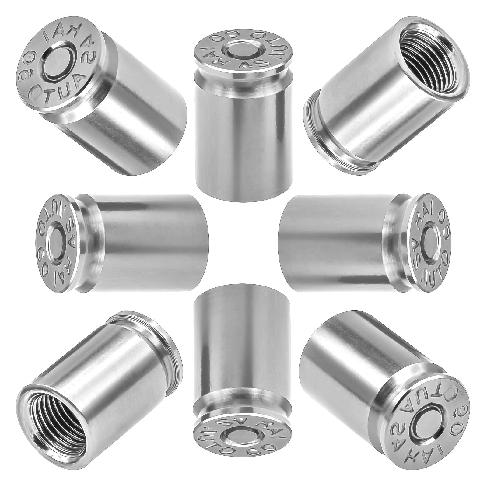 Set of 8 Brass Tire Valve Stem Caps for Cars Bikes Trucks and SUVs