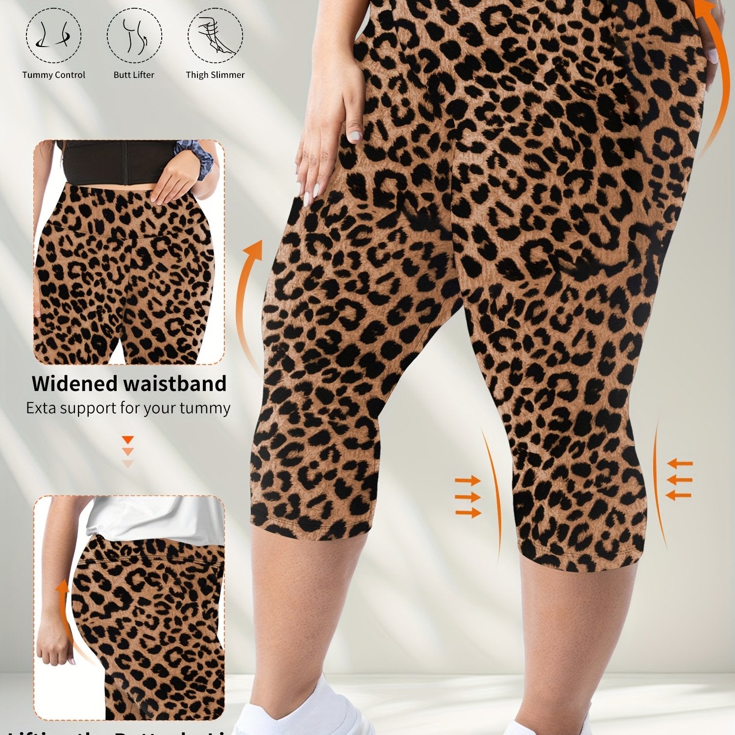 Plus Size High-Waisted Leggings Spring Summer 7-Point Yoga Workout