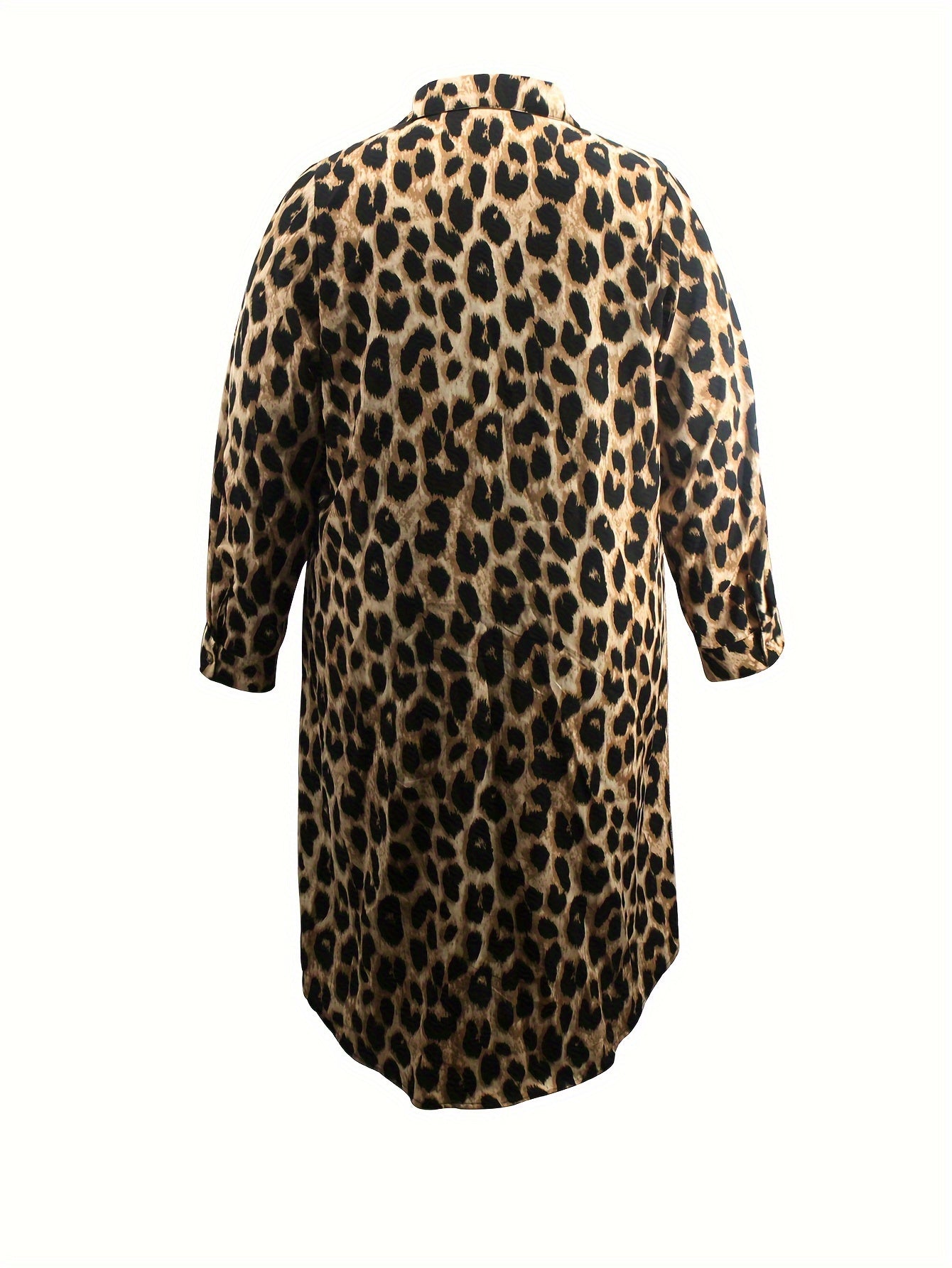 Blusa de manga larga casual de tamaño grande con estampado de leopardo para mujer