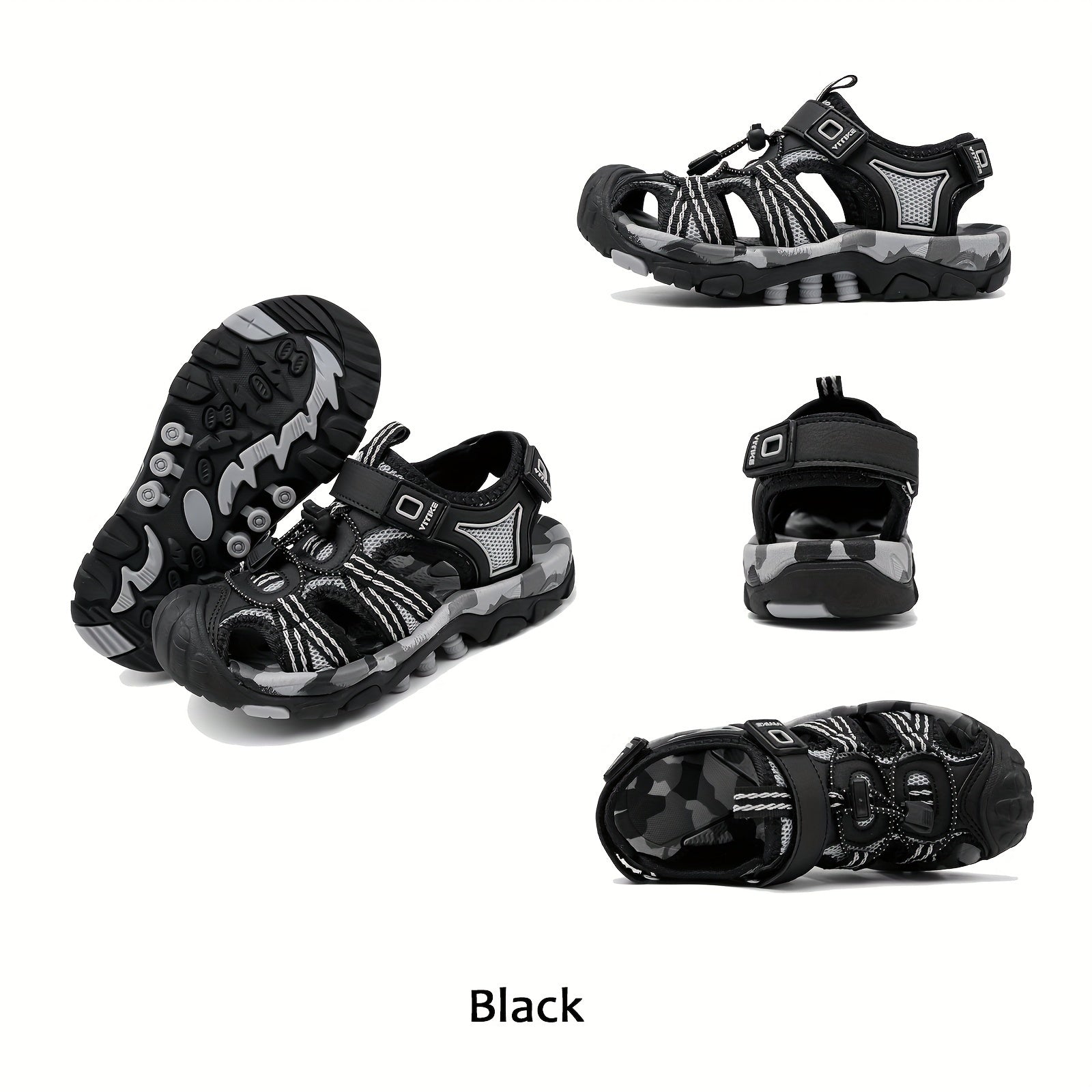 Kids' Camo Sports Sandals Closed Toe Hook-and-Loop Strappy Beach Pool Spring Summer