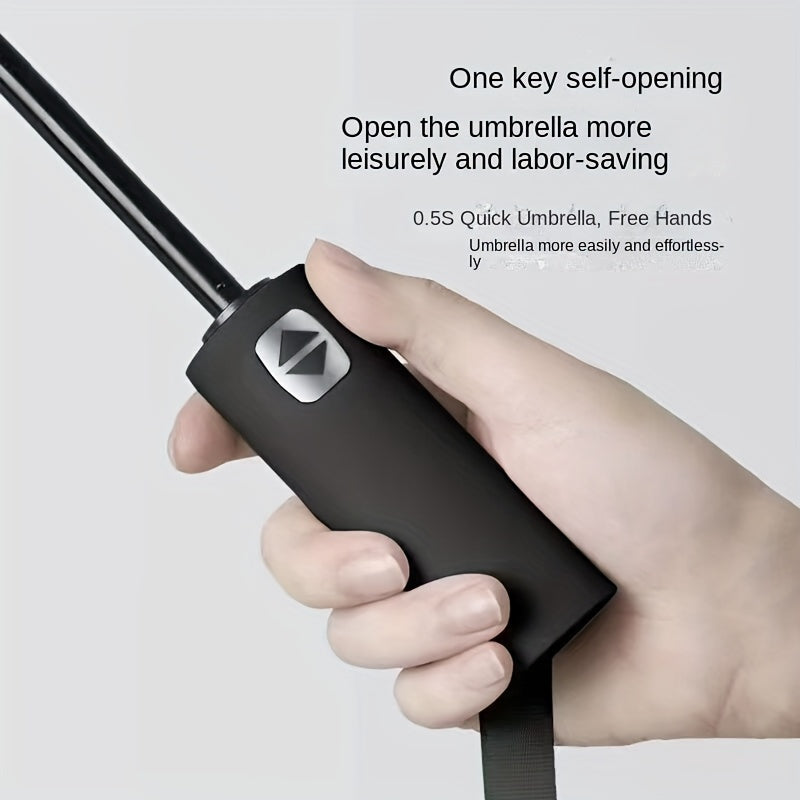 24-Rib Folding Umbrella UV Protection Windproof Waterproof Black Vinyl All Weather