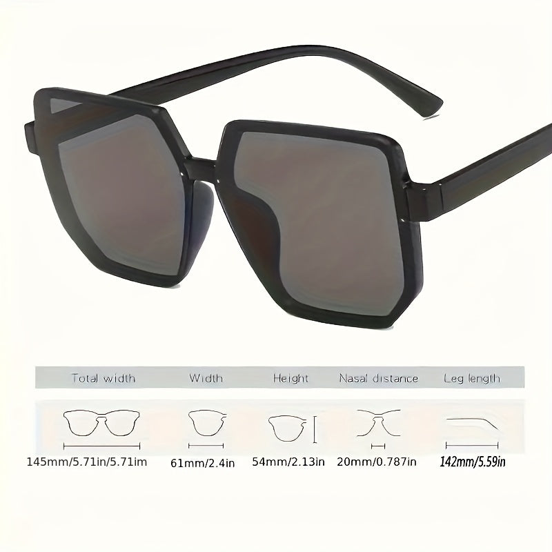 Large Square Fashion Glasses with Anti-Glare Lenses Plastic Frame for Shopping and Travel