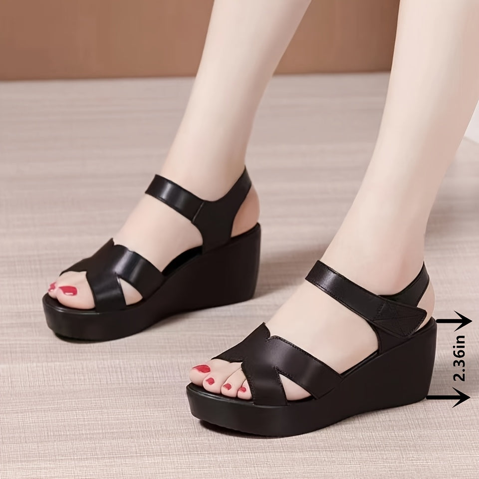 Women’s Wedge Sandals with Thick Platform Peep Toe Waterproof Material