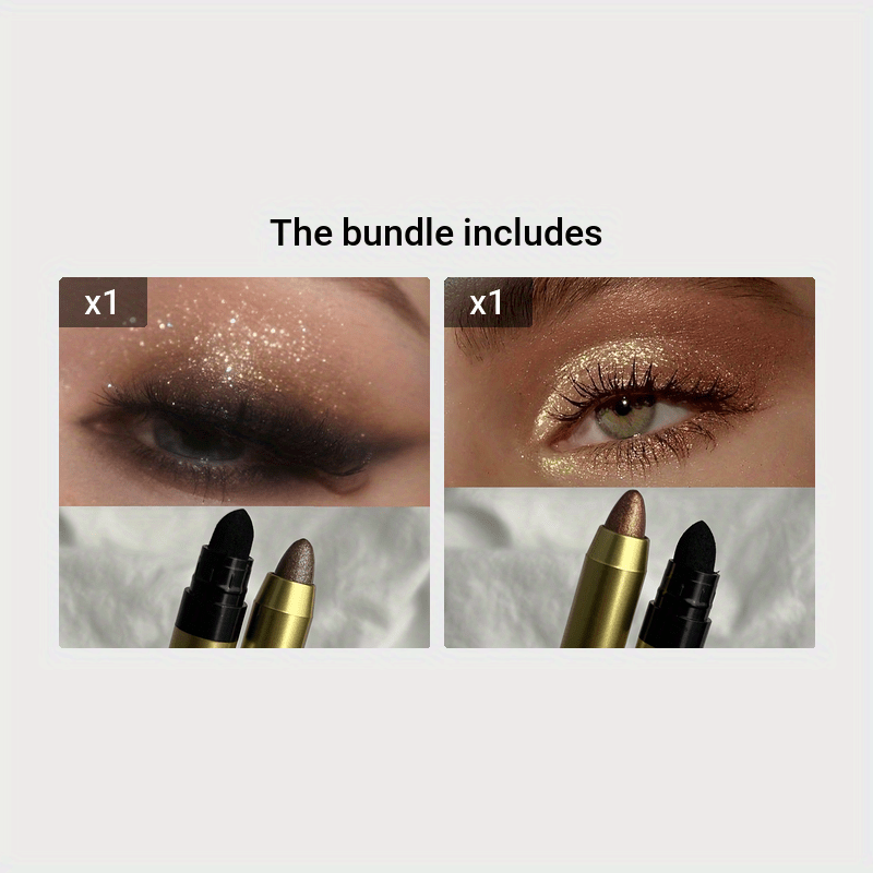 Lápiz de sombra de ojos con perlas para mujer, doble punta, de larga duración, a prueba de manchas