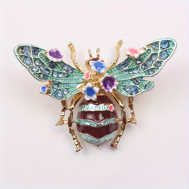 Bee Brooch Rhinestones Unique Shape Vintage Style Lapel Pin for Scarves and Fashion