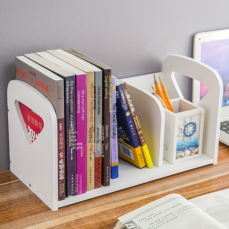 Estantería de escritorio de PVC blanco, estante de almacenamiento resistente para libros y portátiles