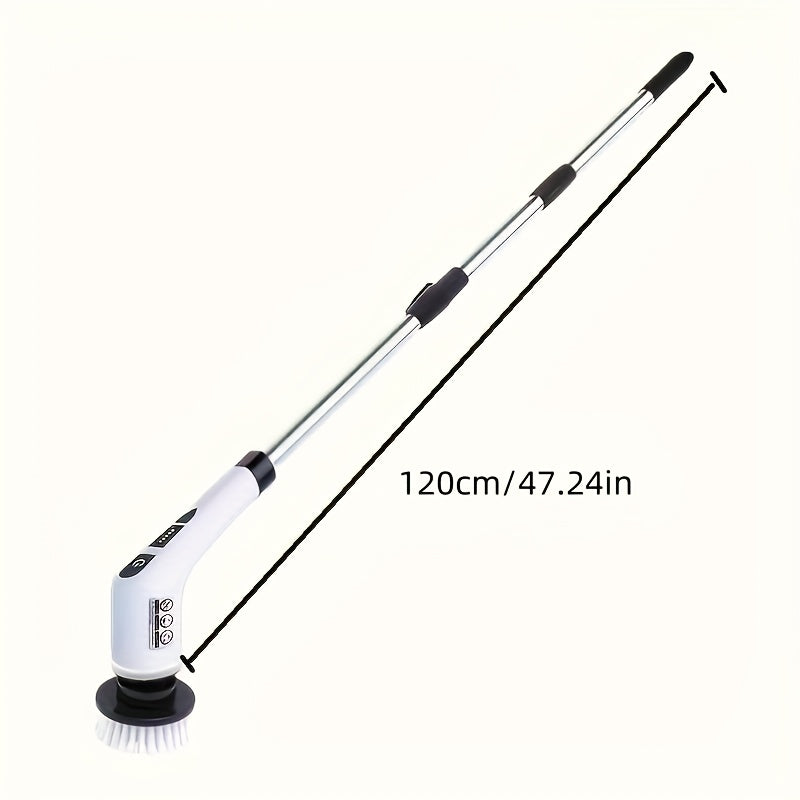9-in-1 Electric Rotary Cleaning Brush with Extendable Stainless Steel Handle and Interchangeable Heads