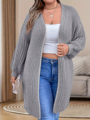 Cárdigan de talla grande para mujer con abertura frontal, ajuste holgado, manga larga, gris, para otoño y capas