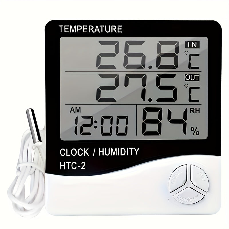 Digital Indoor Outdoor Thermometer Hygrometer with Clock Alarm Calendar