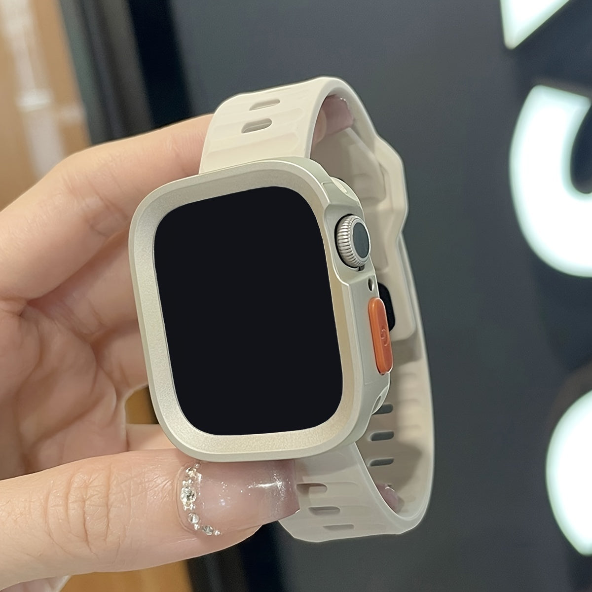 Two-Pack Silicone Smartwatch Case with Adjustable Anti-Fall Wrist Strap Compatible with Apple Watch Series 1-9 SE Ultra