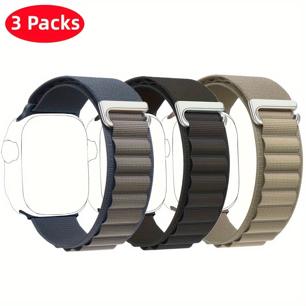 Alpine Loop Nylon Sport Watch Bands for Apple Watch 42mm-49mm Adjustable C-Hook Closure Orange Gray Black