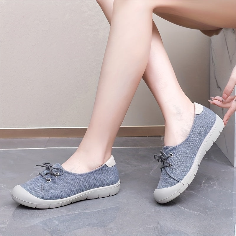 Women's Canvas Shoes Casual Round Toe Breathable Lightweight Black