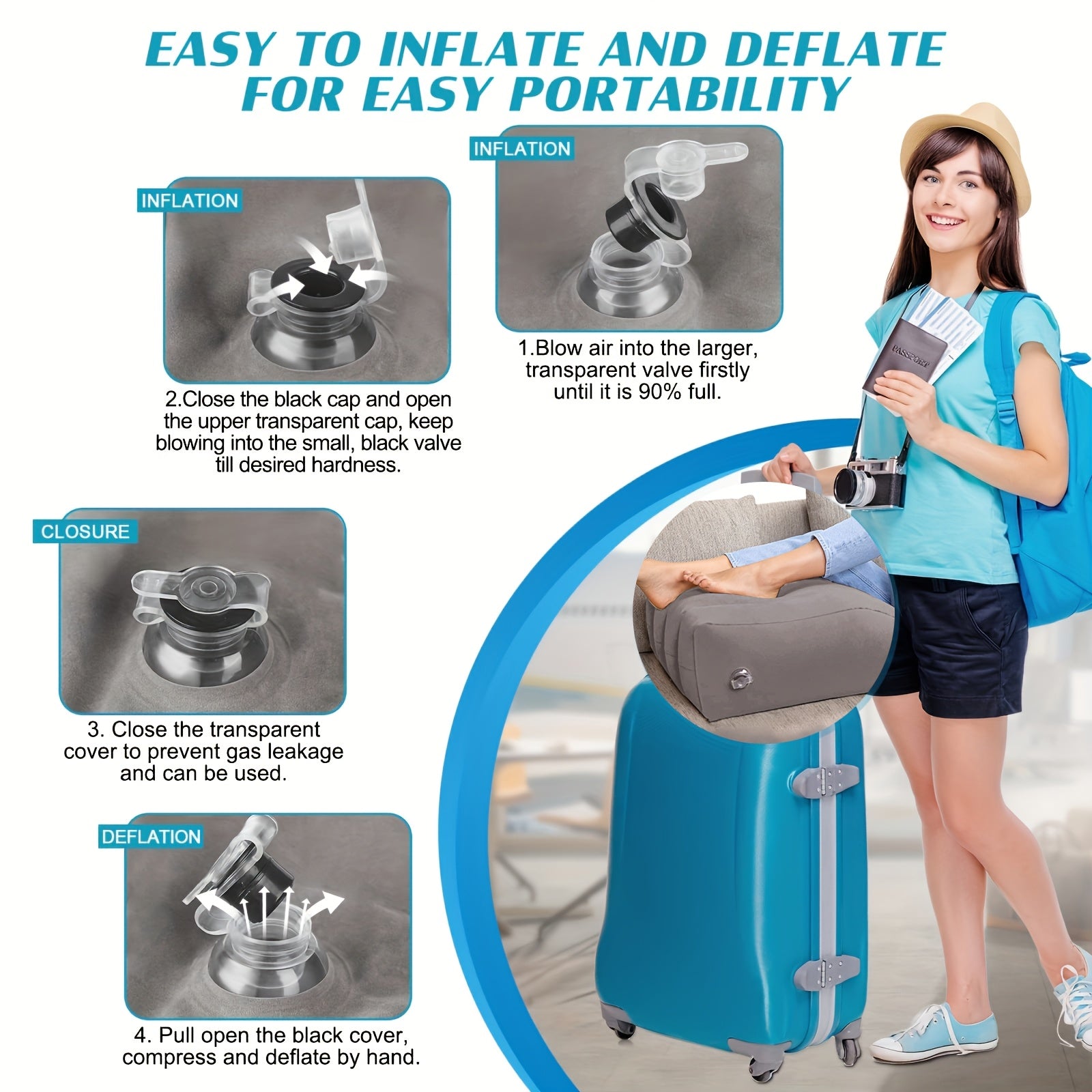 Inflatable Wedge Pillow for Legs and Knees Soft Support Cushion for Relaxation