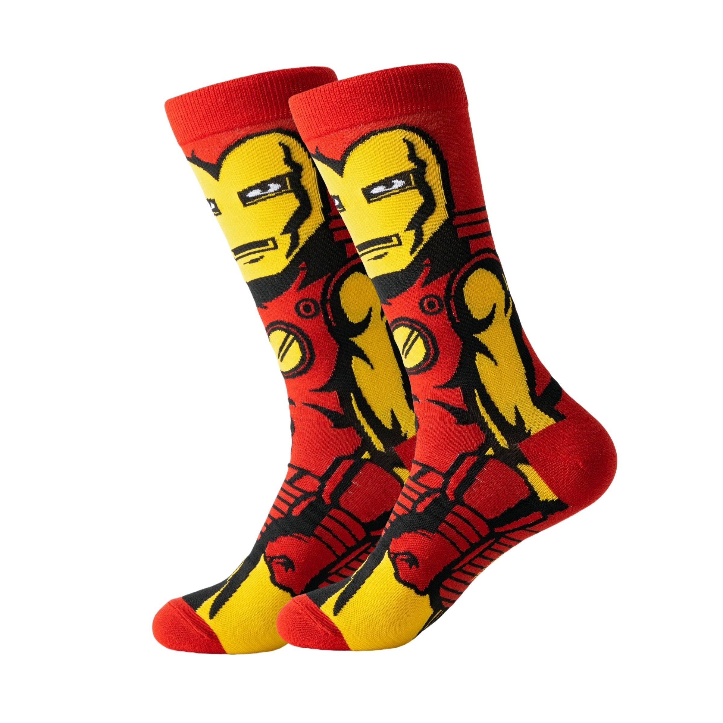 Men's Cartoon Crew Socks 97.8% Polyester 2.2% Spandex Breathable Knit Casual Outdoor