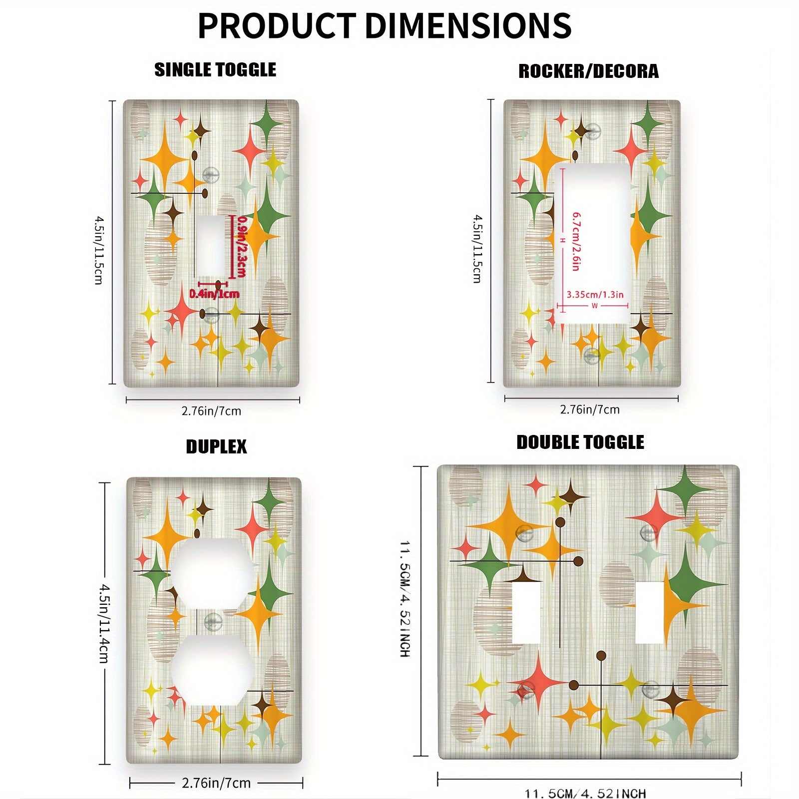 Mid-Century Modern Wall Plate Decorative Light Switch Cover Easy to Clean Versatile for Home Decor