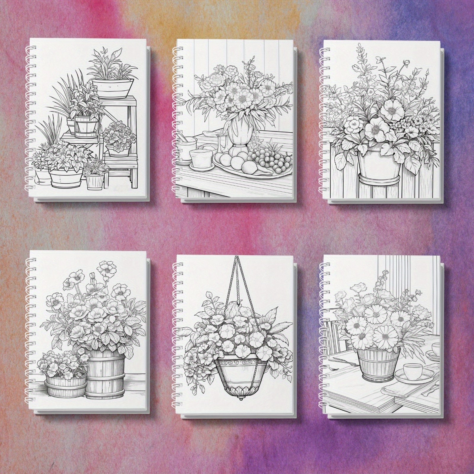 Adult Floral Coloring Book with Elegant Flower and Landscape Sketches for Relaxation