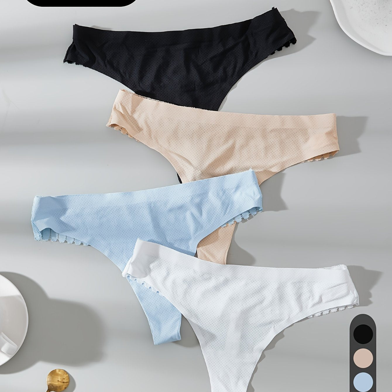 Women's Lace Lingerie with Breathable Ice Feeling Fabric and Floral Leaf Design in Random Color