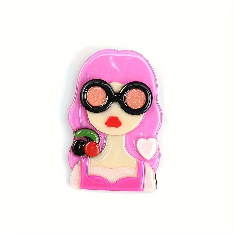 Women's Acrylic Brooches with Glasses, Stylish and Unique Accessories