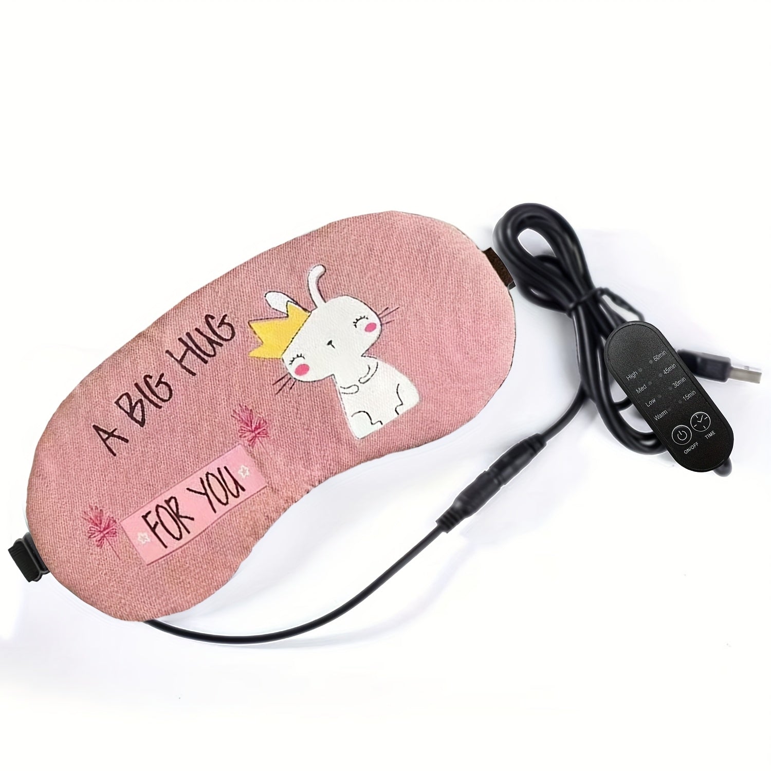 USB Heated Eye Mask with Adjustable Temperature, Includes Ear Plugs and Scented Bag