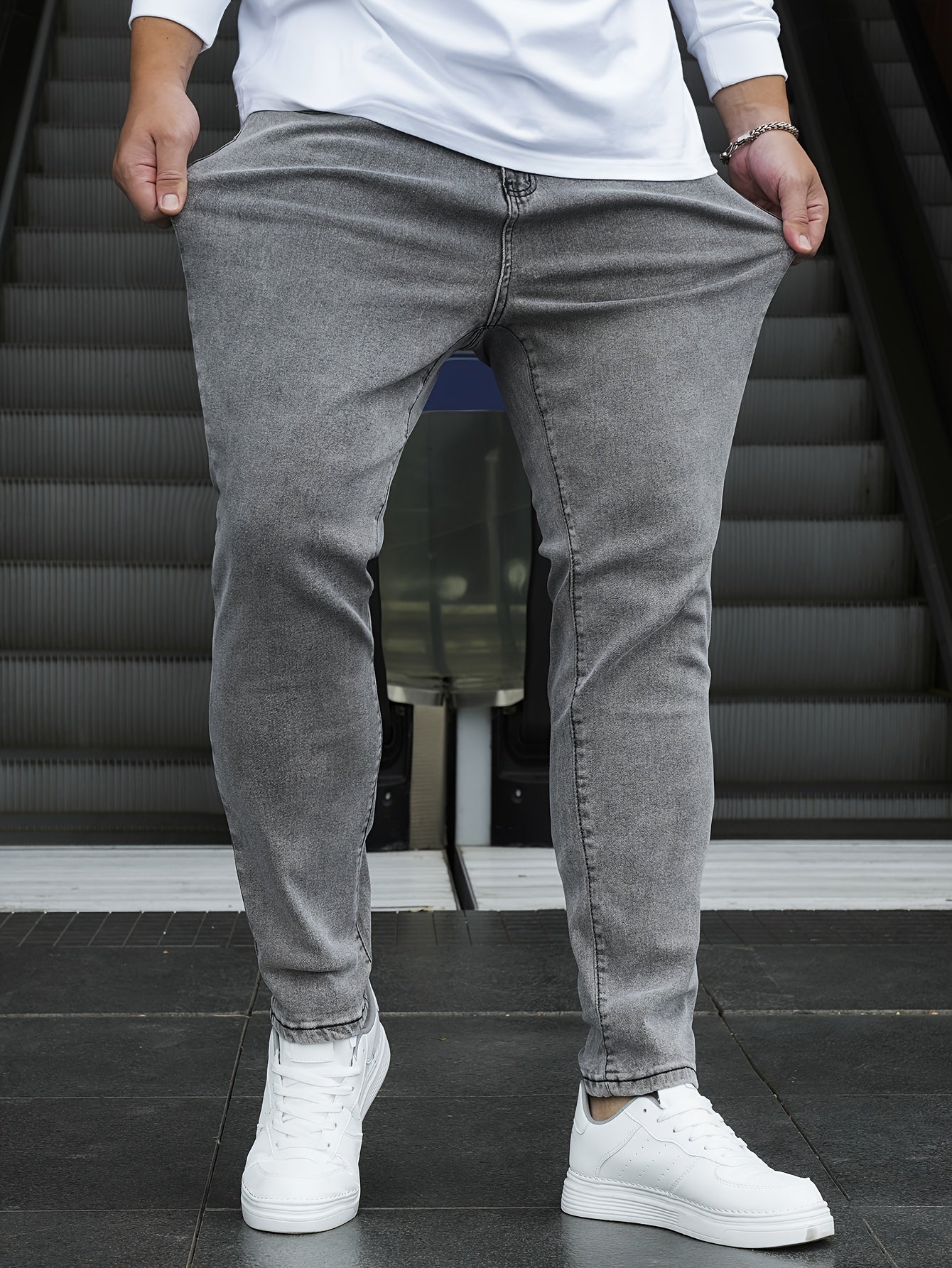 Men's Plus Size Skinny Fit Stretch Cotton Denim Jeans