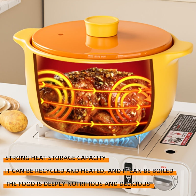 Yellow 6L Soup Pot for Gas and Induction Stoves, Insulated, Suitable for 7-8 People