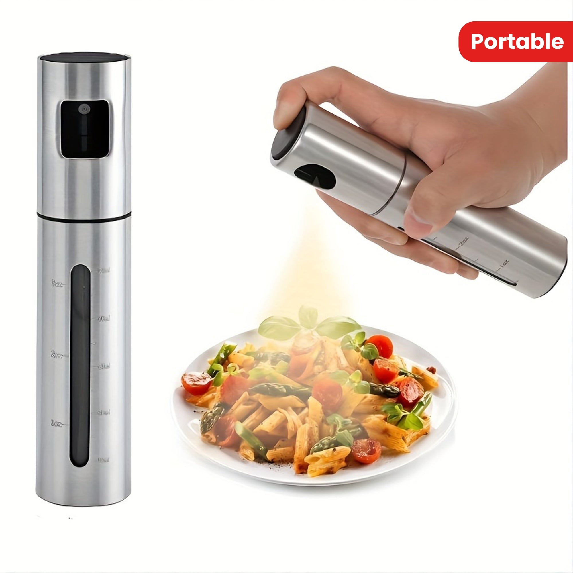 100ml Stainless Steel Oil Spray Bottle for Kitchen Seasoning and Barbecue