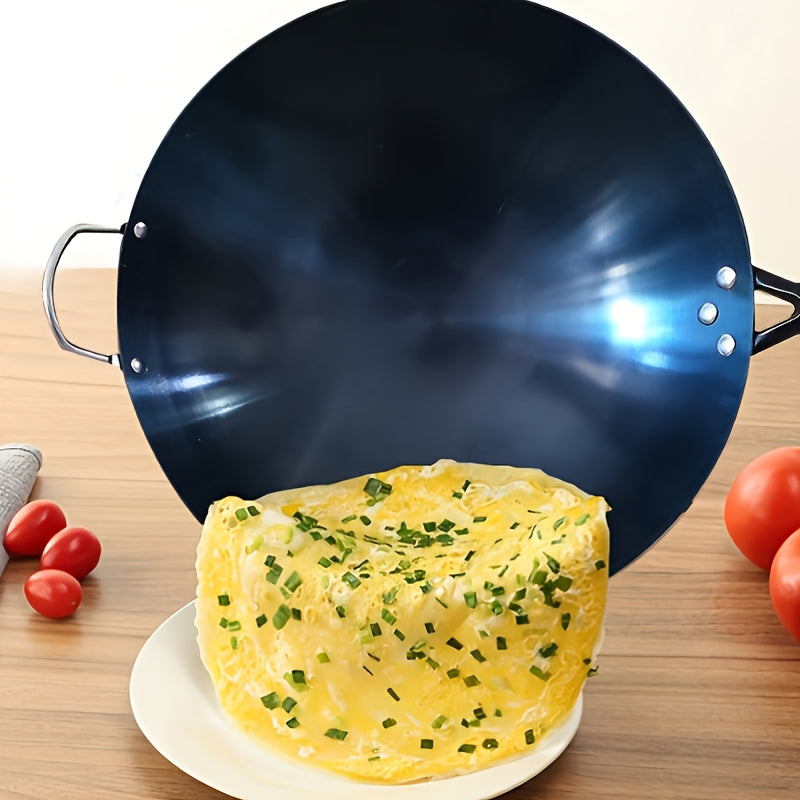 Large Traditional Round Bottom Iron Wok for Gas Stove Non-Stick Chef's Pan Durable Cookware
