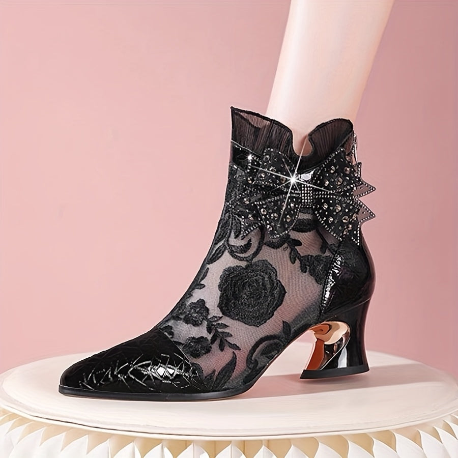 Women's Mesh Lace-Up Chunky Block Heel Sandals for Spring and Autumn