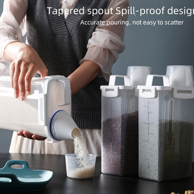 Пищевой пластик для раздачи риса с носиком и мерной шкалой, герметичный, пылезащитный контейнер
