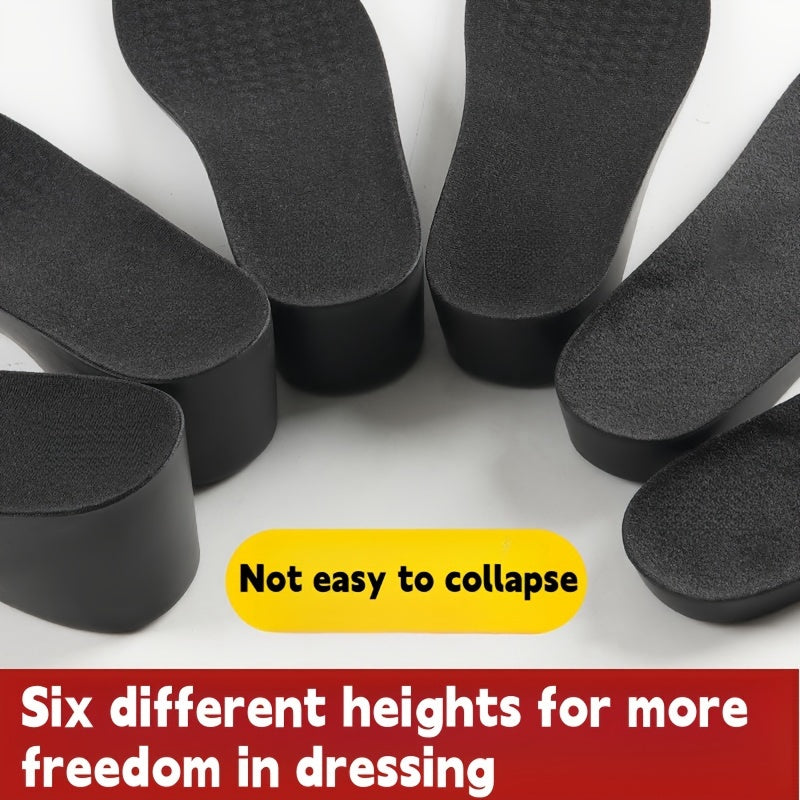 Men Women Faux Leather Height Increasing Insoles Comfortable Invisible Multiple Heights
