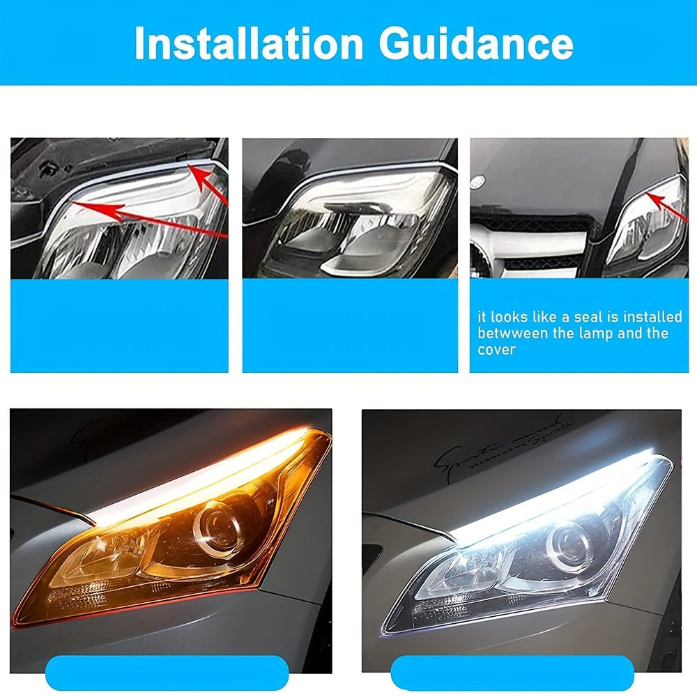 2 шт. 12V светодиодные ленты гибкие белые желтые автоиндикаторы для окружающего декора