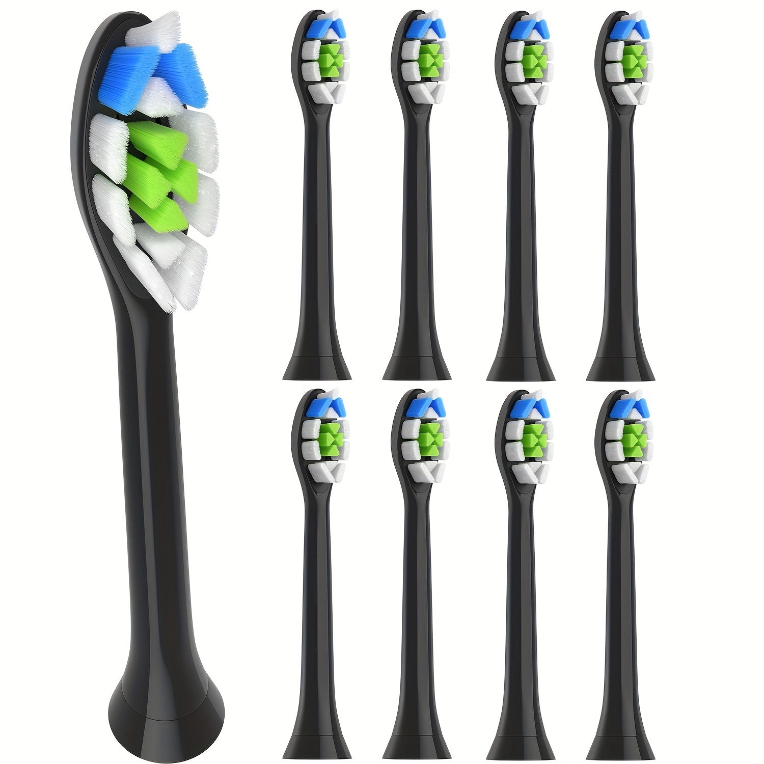 Elektr tish tozalash qurilmalari bilan mos keladigan 8 ta o'rnash uchun tish cho'tkasi boshliqlarining o'rnash uchun.