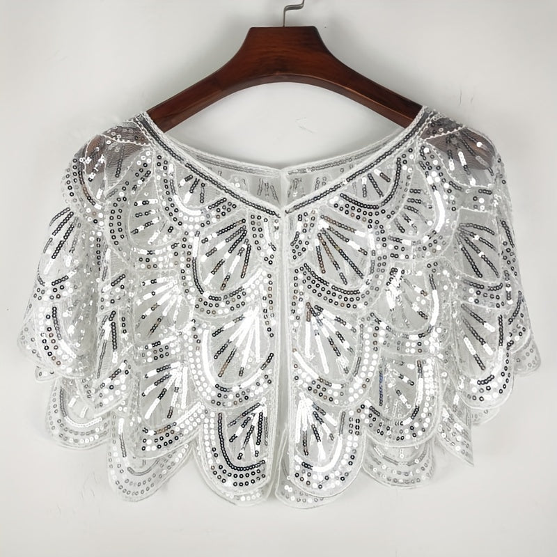 Vintage 1920s Sequin Shawl Cloak for Evening Dress and Party