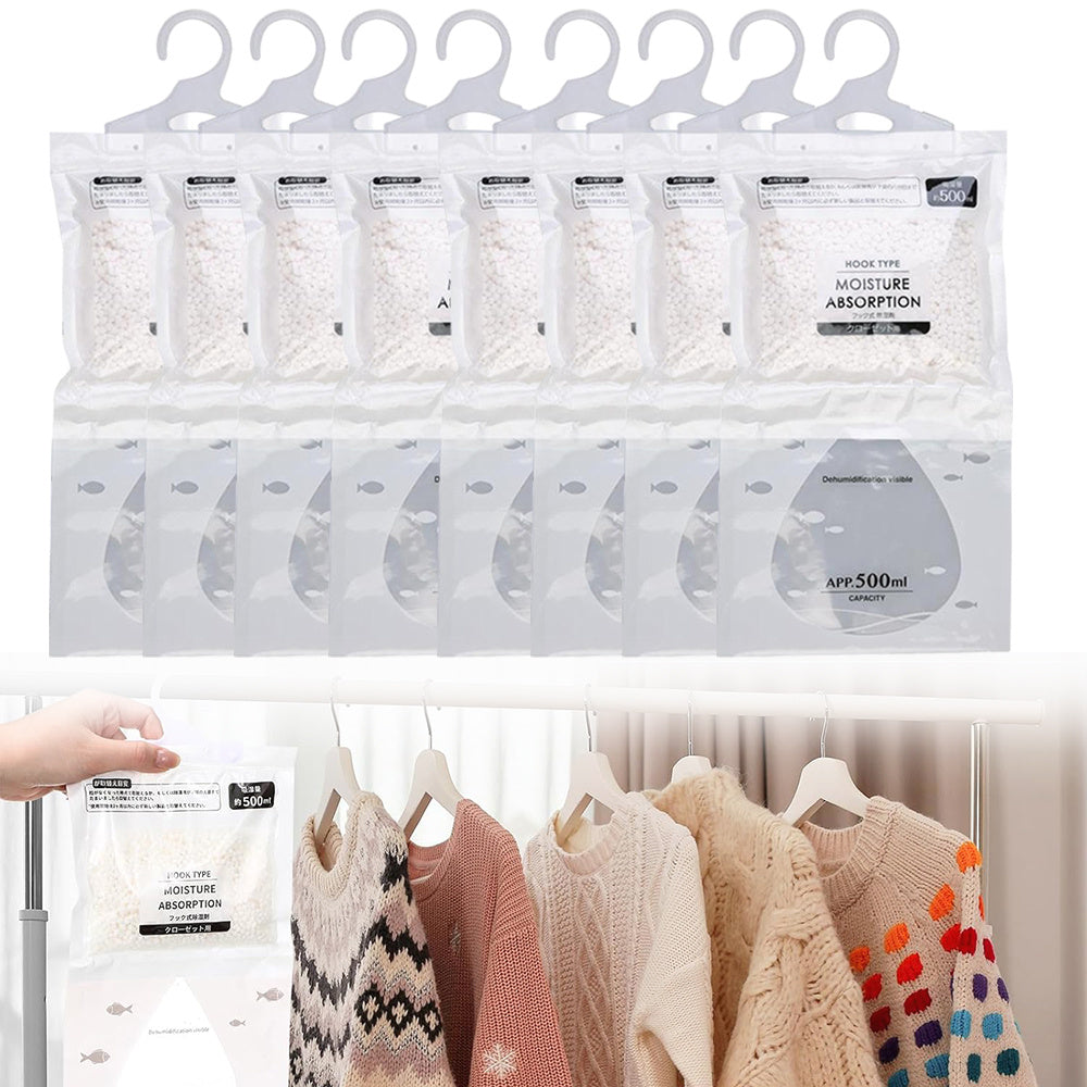 8PCS Hanging Dehumidifier Bags Large Capacity Moisture Absorbers for Closet Bathroom Basement